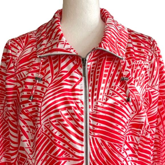 Weekend by Chicos Jacket Tropical Print Lightweight Zip Front Top Jacket Medium - Picture 3 of 10